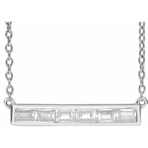 14K White 3/8 CTW Lab-Grown Diamond Bar 16-18" Necklace Siddiqui Jewelers