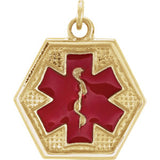 14K Yellow & Red Enamel 15x13.5 mm Engravable Medical Identification Pendant - Siddiqui Jewelers