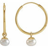 14K Yellow Cultured Freshwater Pearl 15 mm Huggie Earrings-Siddiqui Jewelers