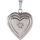 Sterling Silver 15 mm .010 CTW Diamond Heart Locket - Siddiqui Jewelers