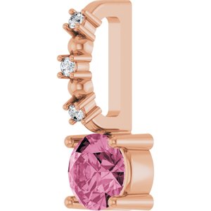 14K Rose Imitation Pink Tourmaline & .01 CTW Natural Diamond Charm/Pendant Siddiqui Jewelers