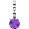 14K White Imitation Amethyst & .01 CTW Natural Diamond Charm/Pendant Siddiqui Jewelers