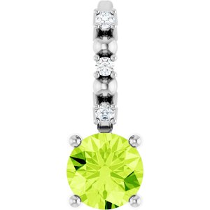 Platinum Imitation Peridot & .01 CTW Natural Diamond Charm/Pendant Siddiqui Jewelers