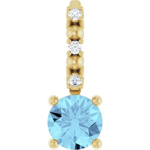 14K Yellow Imitation Aquamarine & .01 CTW Natural Diamond Charm/Pendant Siddiqui Jewelers