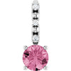 14K White Imitation Pink Tourmaline & .01 CTW Natural Diamond Charm/Pendant Siddiqui Jewelers