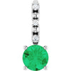 Sterling Silver Imitation Emerald & .01 CTW Natural Diamond Charm/Pendant Siddiqui Jewelers