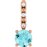 14K Rose Imitation Blue Zircon & .01 CTW Natural Diamond Charm/Pendant Siddiqui Jewelers