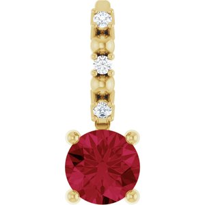 14K Yellow Imitation Ruby & .01 CTW Natural Diamond Charm/Pendant Siddiqui Jewelers
