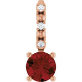 14K Rose Imitation Mozambique Garnet & .01 CTW Natural Diamond Charm/Pendant Siddiqui Jewelers