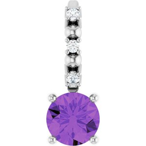 Sterling Silver Imitation Amethyst & .01 CTW Natural Diamond Charm/Pendant Siddiqui Jewelers