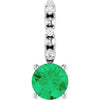 14K White Imitation Emerald & .01 CTW Natural Diamond Charm/Pendant Siddiqui Jewelers