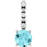 Platinum Imitation Blue Zircon & .01 CTW Natural Diamond Charm/Pendant Siddiqui Jewelers