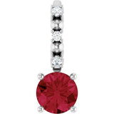 Sterling Silver Imitation Ruby & .01 CTW Natural Diamond Charm/Pendant Siddiqui Jewelers