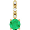 14K Yellow Imitation Emerald & .01 CTW Natural Diamond Charm/Pendant Siddiqui Jewelers