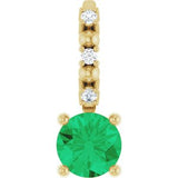 14K Yellow Imitation Emerald & .01 CTW Natural Diamond Charm/Pendant Siddiqui Jewelers