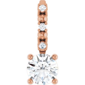 14K Rose Imitation Diamond & .01 CTW Natural Diamond Charm/Pendant Siddiqui Jewelers