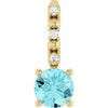 14K Yellow Imitation Blue Zircon & .01 CTW Natural Diamond Charm/Pendant Siddiqui Jewelers