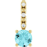 14K Yellow Imitation Blue Zircon & .01 CTW Natural Diamond Charm/Pendant Siddiqui Jewelers