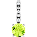 14K White Imitation Peridot & .01 CTW Natural Diamond Charm/Pendant Siddiqui Jewelers