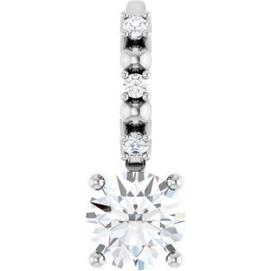 14K White Imitation Diamond & .01 CTW Natural Diamond Charm/Pendant Siddiqui Jewelers