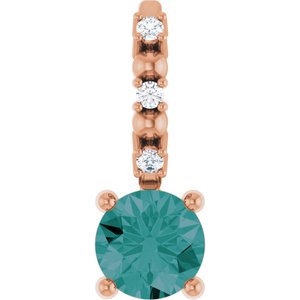 14K Rose Imitation Alexandrite & .01 CTW Natural Diamond Charm/Pendant Siddiqui Jewelers