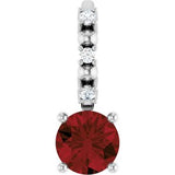 14K White Imitation Mozambique Garnet & .01 CTW Natural Diamond Charm/Pendant Siddiqui Jewelers