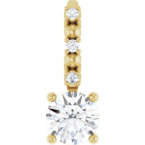 14K Yellow Imitation Diamond & .01 CTW Natural Diamond Charm/Pendant Siddiqui Jewelers