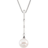 14K White Freshwater Cultured Pearl & .09 CTW Diamond 18" Necklace - Siddiqui Jewelers