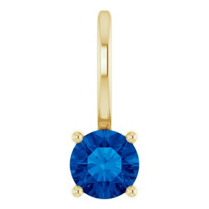 14K Yellow Imitation Blue Sapphire Solitaire Charm/Pendant Siddiqui Jewelers