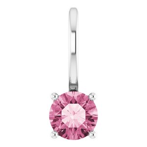 Sterling Silver Imitation Pink Tourmaline Solitaire Charm/Pendant Siddiqui Jewelers