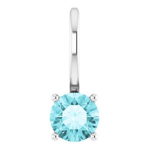 Sterling Silver Imitation Blue Zircon Solitaire Charm/Pendant Siddiqui Jewelers
