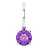 Sterling Silver Imitation Amethyst Solitaire Charm/Pendant Siddiqui Jewelers