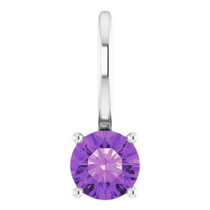 Sterling Silver Imitation Amethyst Solitaire Charm/Pendant Siddiqui Jewelers