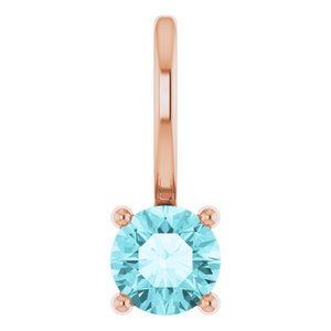 14K Rose Imitation Blue Zircon Solitaire Charm/Pendant Siddiqui Jewelers