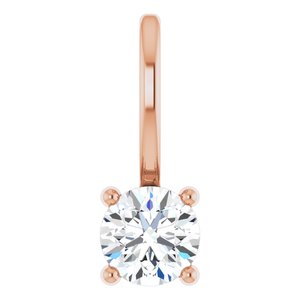14K Rose Imitation Diamond Solitaire Charm/Pendant Siddiqui Jewelers