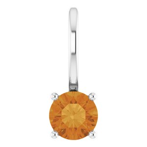 Sterling Silver Imitation Citrine Solitaire Charm/Pendant Siddiqui Jewelers