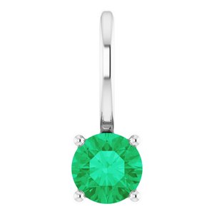 Platinum Imitation Emerald Solitaire Charm/Pendant Siddiqui Jewelers