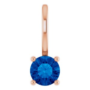 14K Rose Imitation Blue Sapphire Solitaire Charm/Pendant Siddiqui Jewelers