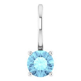 14K White Imitation Aquamarine Solitaire Charm/Pendant Siddiqui Jewelers