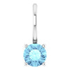 Platinum Imitation Aquamarine Solitaire Charm/Pendant Siddiqui Jewelers