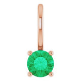 14K Rose Imitation Emerald Solitaire Charm/Pendant Siddiqui Jewelers