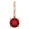 14K Rose Imitation Mozambique Garnet Solitaire Charm/Pendant Siddiqui Jewelers