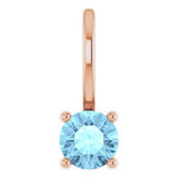 14K Rose Imitation Aquamarine Solitaire Charm/Pendant Siddiqui Jewelers