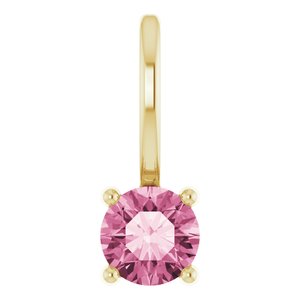 14K Yellow Imitation Pink Tourmaline Solitaire Charm/Pendant Siddiqui Jewelers
