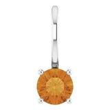 Platinum Imitation Citrine Solitaire Charm/Pendant Siddiqui Jewelers