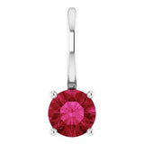 Sterling Silver Imitation Ruby Solitaire Charm/Pendant Siddiqui Jewelers