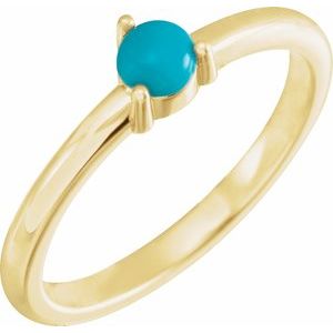 14K Yellow Natural Turquoise Cabochon Ring Siddiqui Jewelers