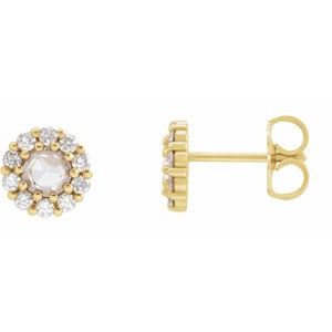 14K Yellow 1/4 CTW Rose-Cut Natural Diamond Halo-Style Earrings Siddiqui Jewelers