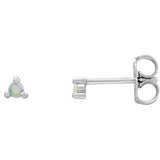 14K White 6 mm Round Natural White Opal Earrings Siddiqui Jewelers