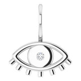 14K White .02 CT Natural Diamond Evil Eye Pendant/Charm Siddiqui Jewelers